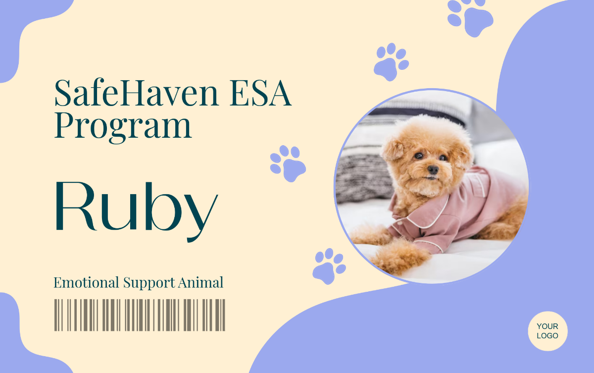 free printable emotional support dog id card template