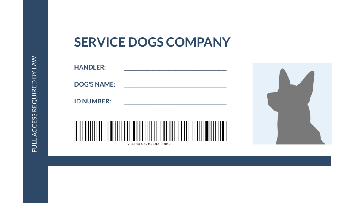 Free Service Dog ID Card Templates Editable And Printable