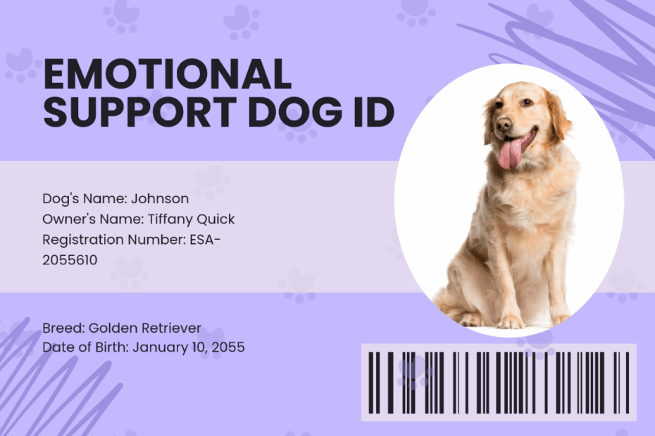 Free Service Dog ID Card Templates Editable And Printable
