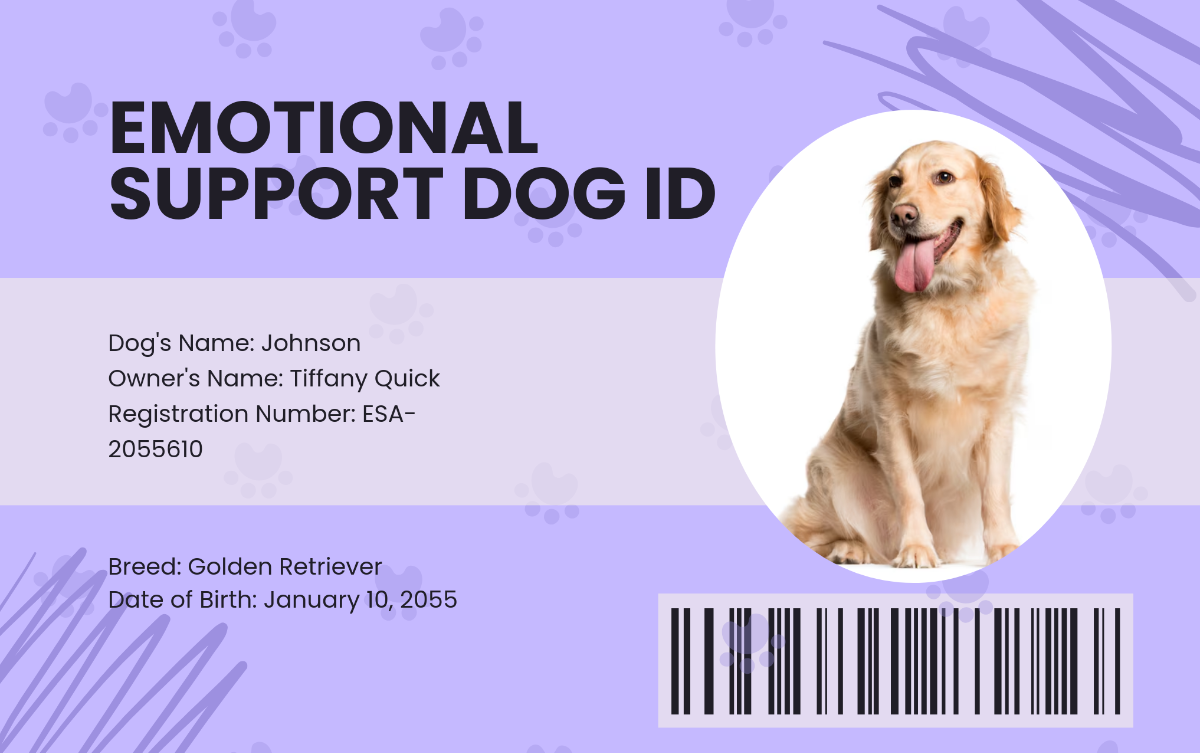 Free Service Dog ID Card Templates Editable And Printable