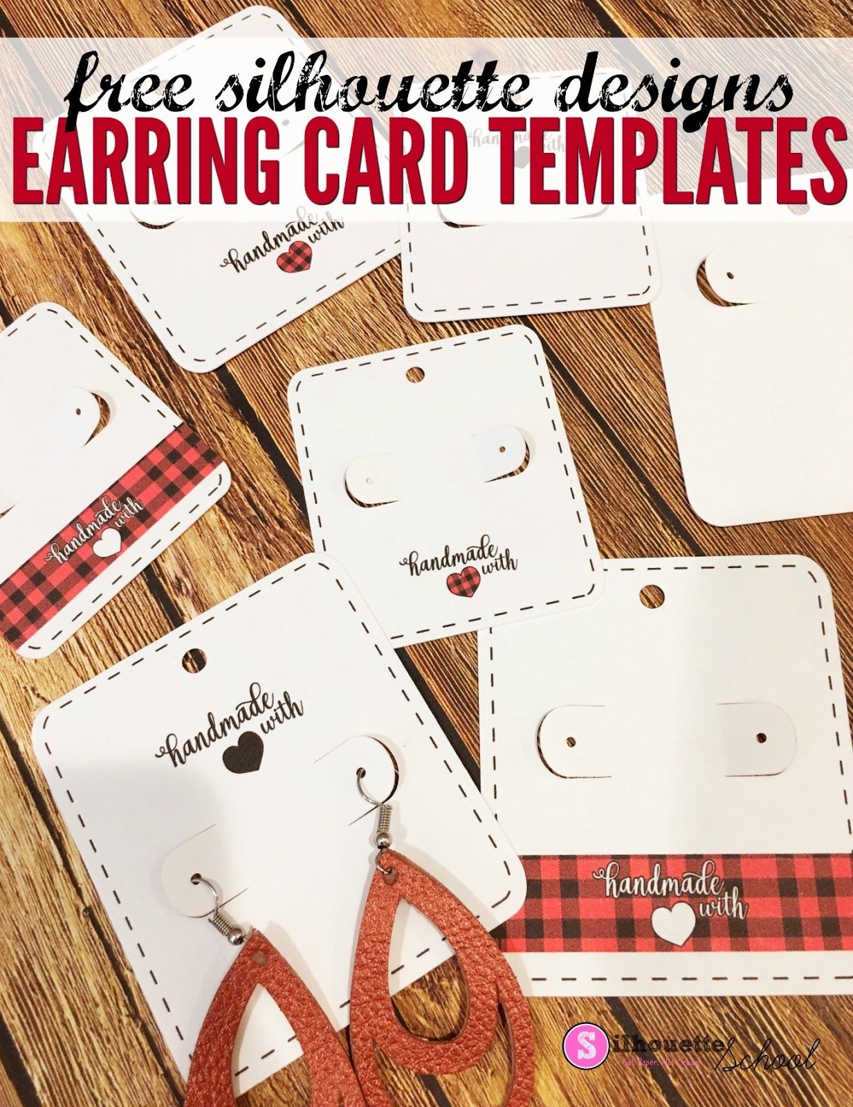 Free Silhouette Earring Card Templates Set Of 8 Earring Cards 