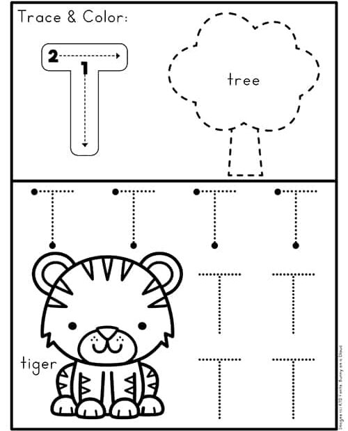 Free Tracing Letter T Worksheets