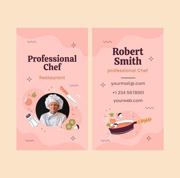 Free Vector Flat Restaurant Job Hunting Vertical Business Card Template