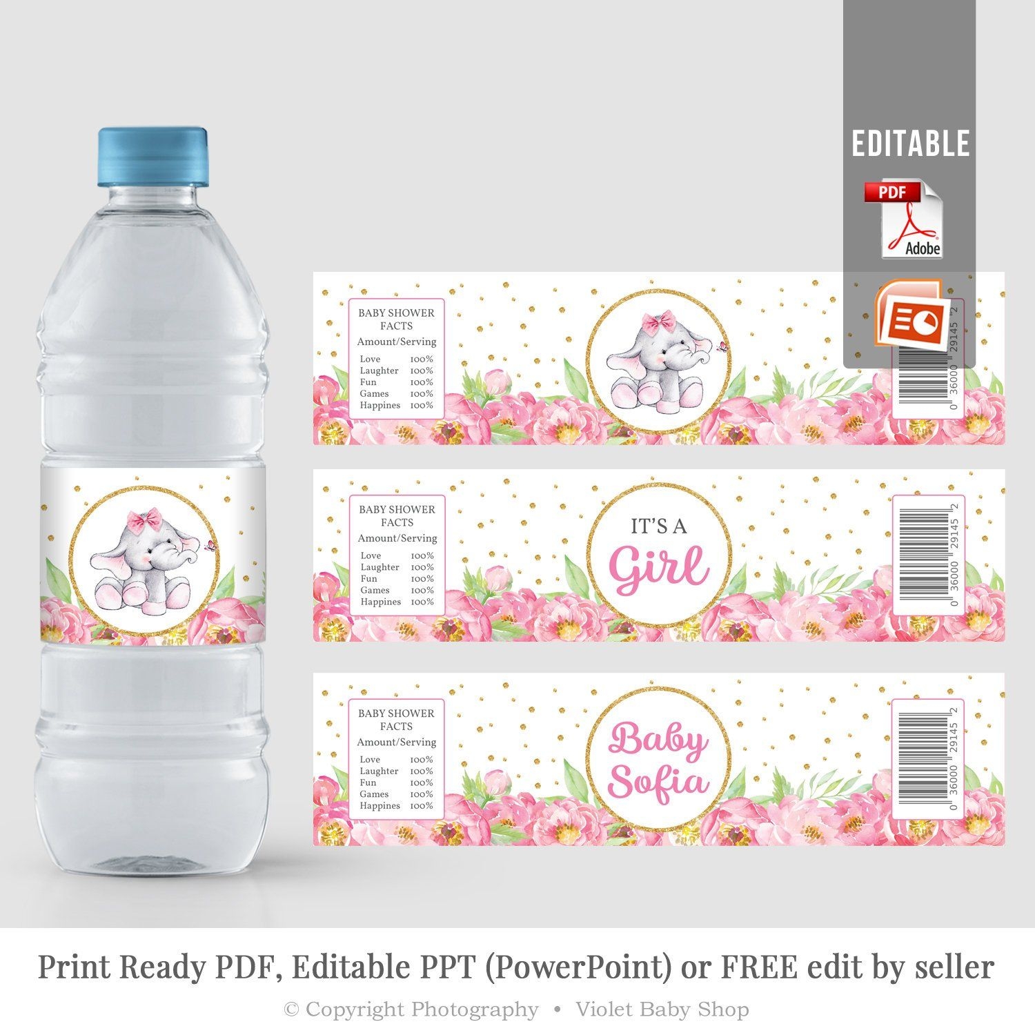 Free Water Bottle Labels For Baby Shower Template Detrester