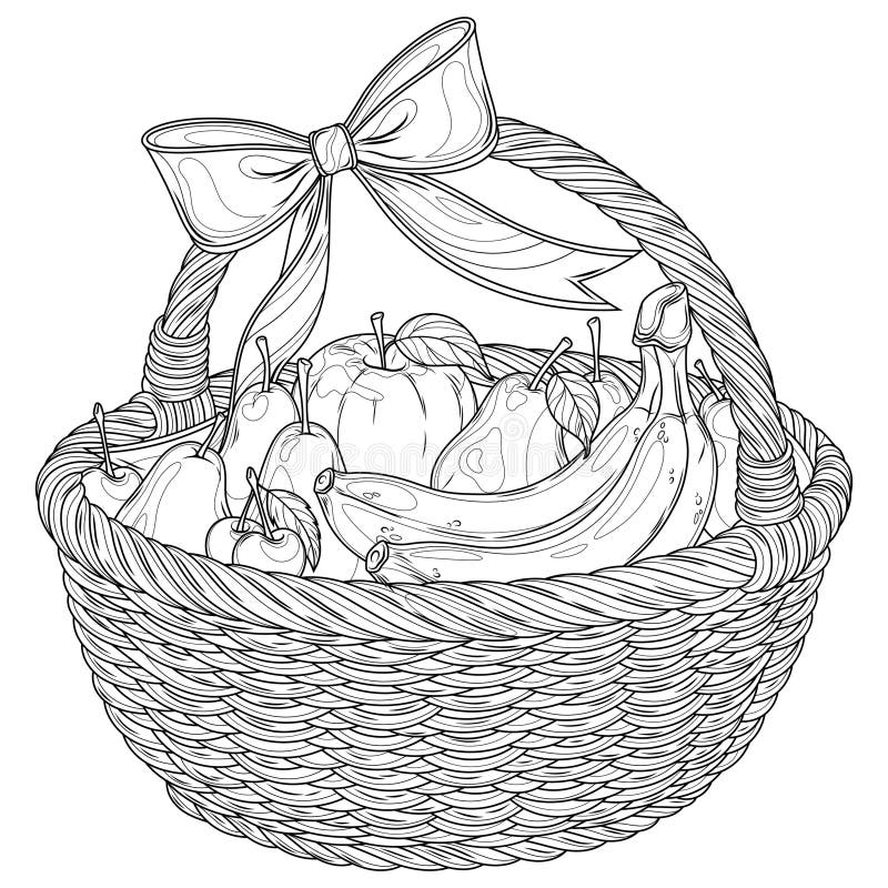 Fruit Basket Colouring Stock Illustrations 46 Fruit Basket 