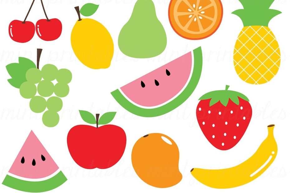 Fruit Clipart Clip Art Fruit Salad Watermelon Pineapple Apple Pear Cherry Food Clipart Commercial U0026 Personal BUY 2 GET 1 FREE