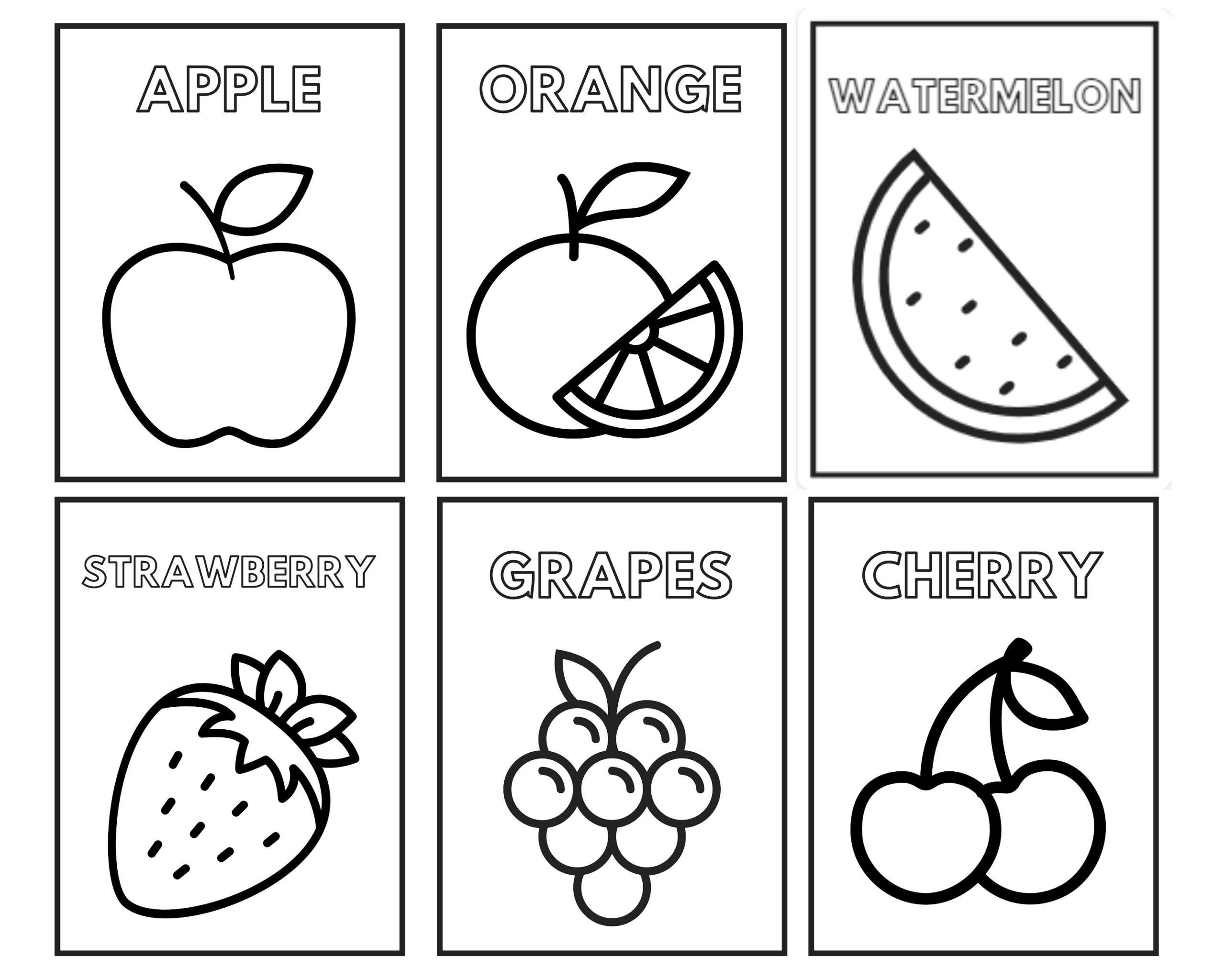 Fruit Coloring Pages Simple Designs For Toddlers U0026 Preschoolers PDF Downloadable File Etsy