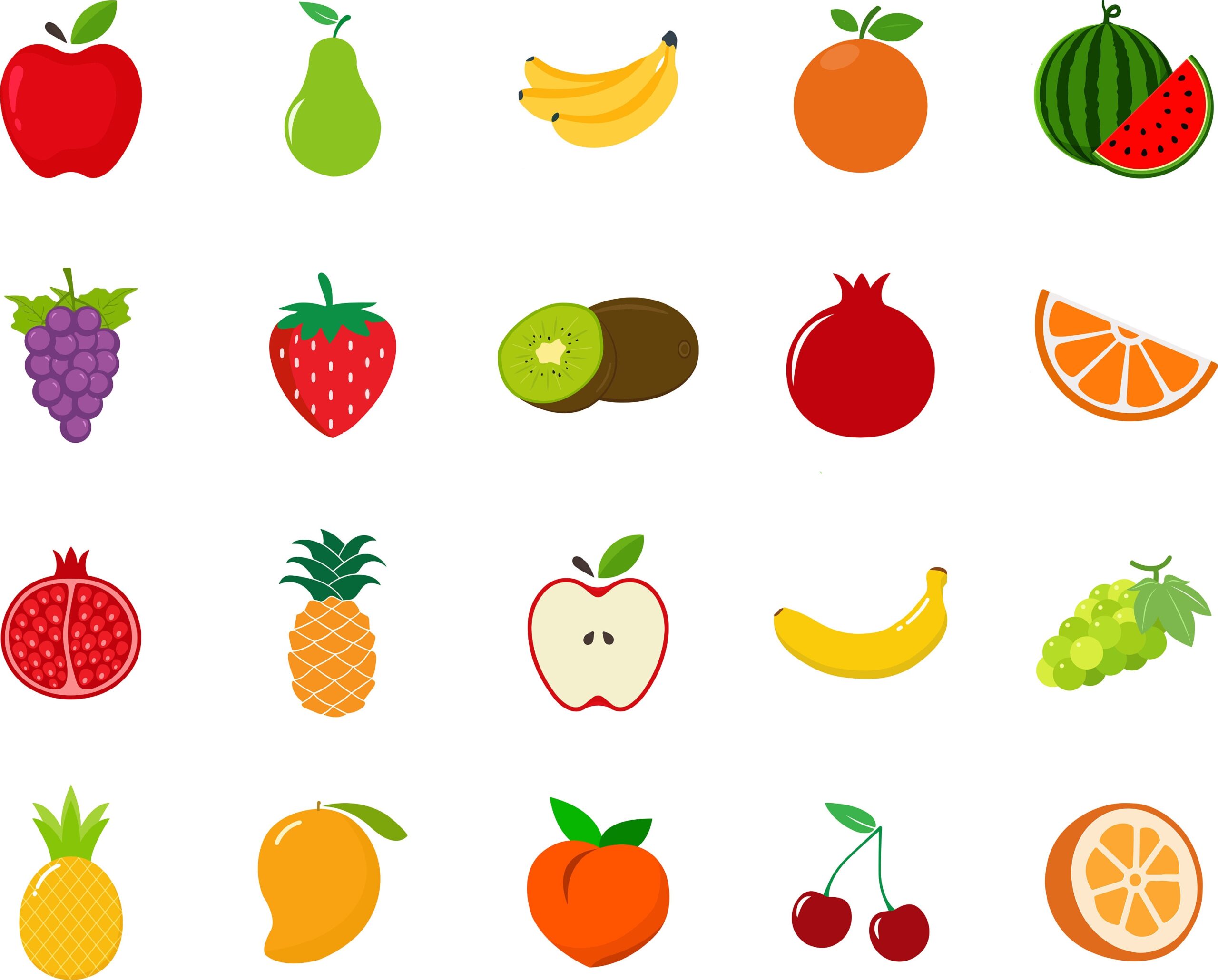 Fruit Icons Fruits Food SVG Fruits Clipart Vector SVG Print File Printable Colorful Fruits Clipart Cute Fruits Icons Instant Download Etsy