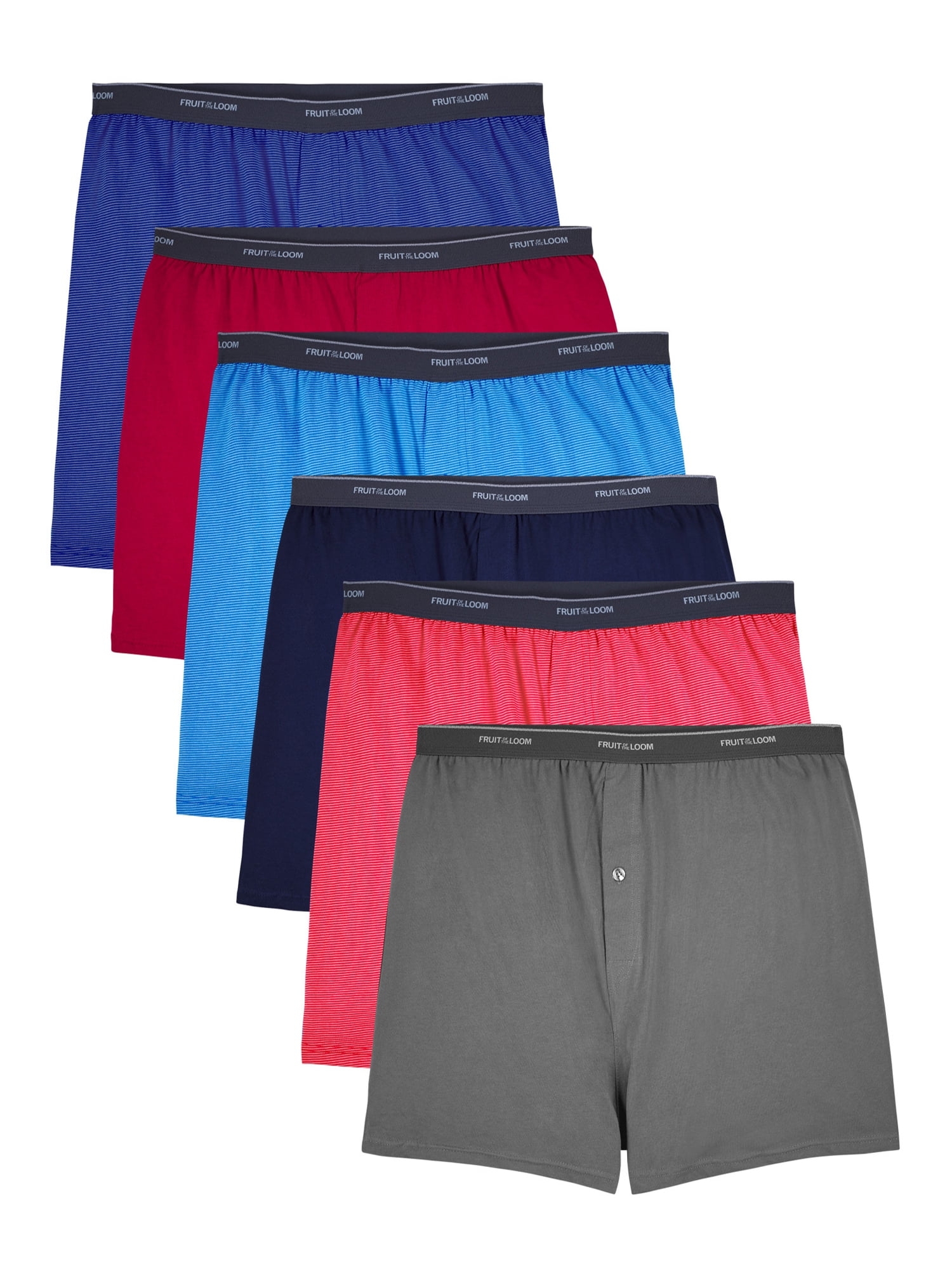 Fruit Of The Loom Men s Knit Boxers Relaxed Fit Soft Cotton Moisture Wicking 6 Pack S 5XB