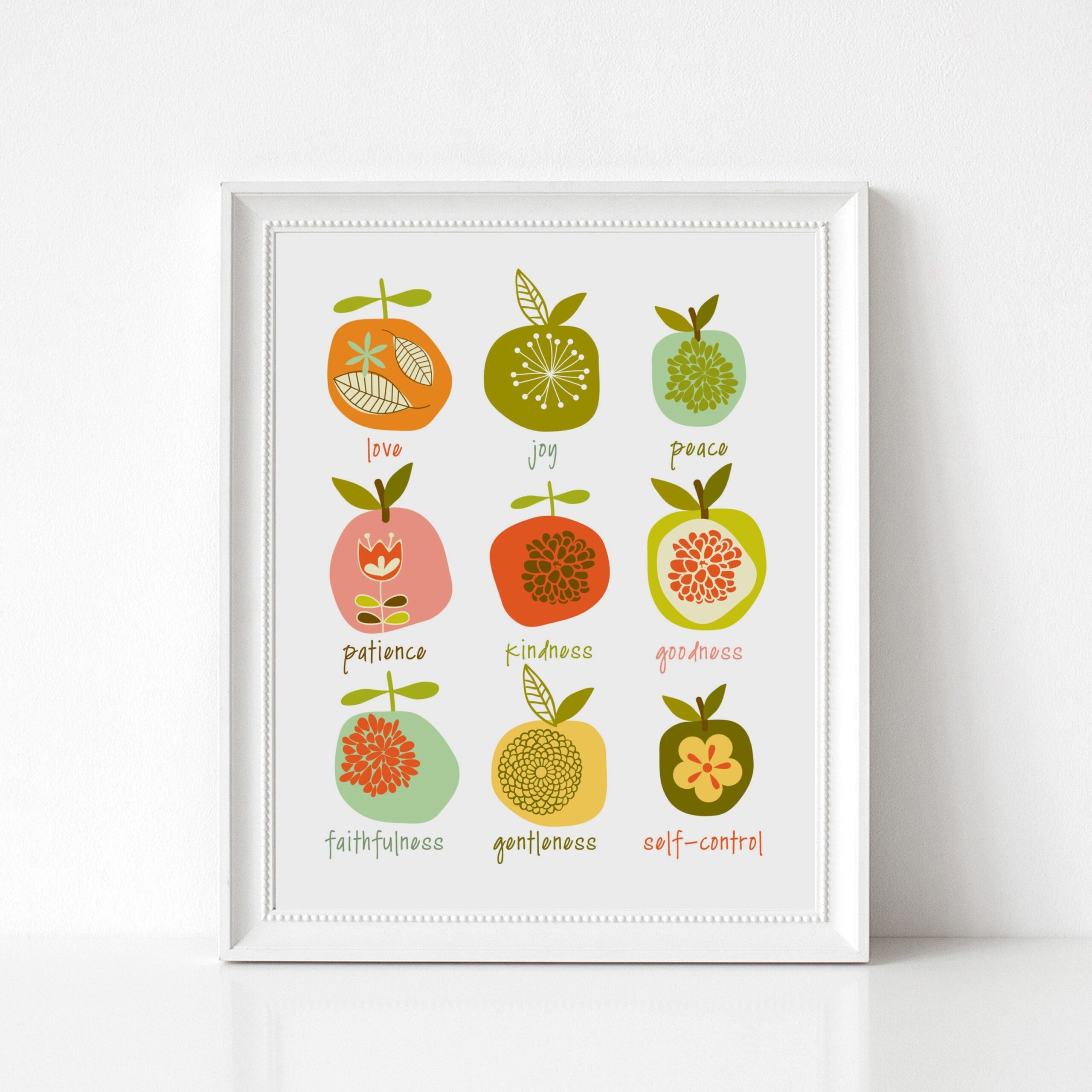 Fruit Of The Spirit Wall Art Print Bible Verse Nursery Art Galatians 5 22 Scripture Print For The Wall Love Joy Peace Whimsical Etsy
