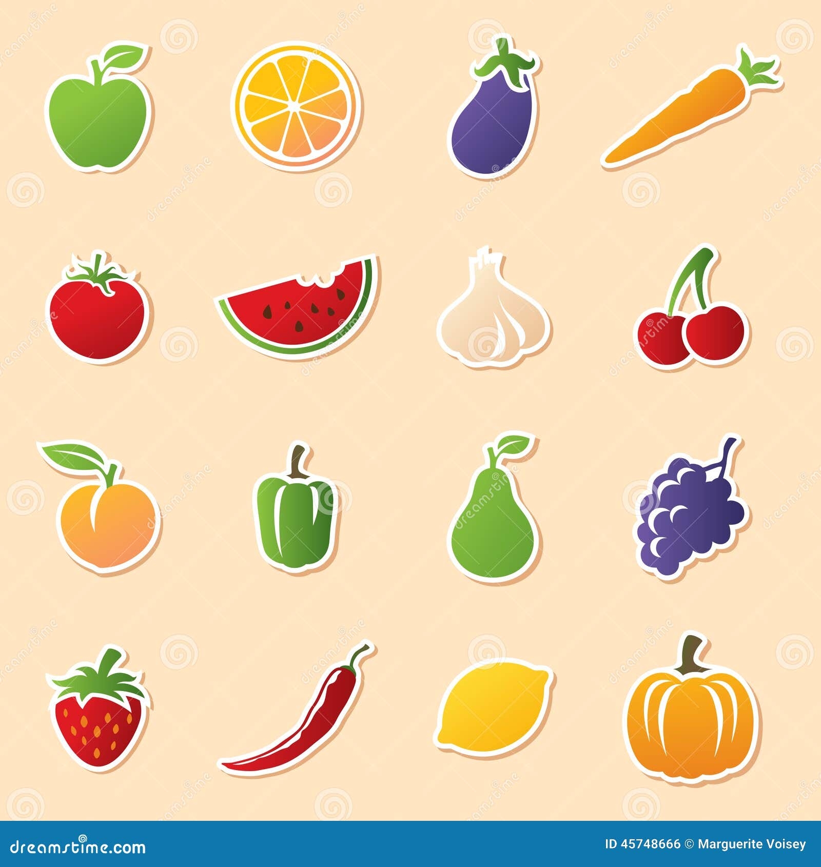 Fruit U0026 Veg Cutouts Stock Vector Illustration Of Pepper 45748666