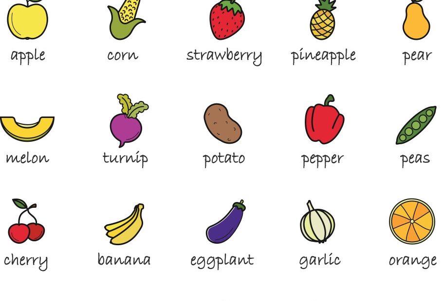 Fruits And Vegetables Color Icons Royalty Free Vector Image