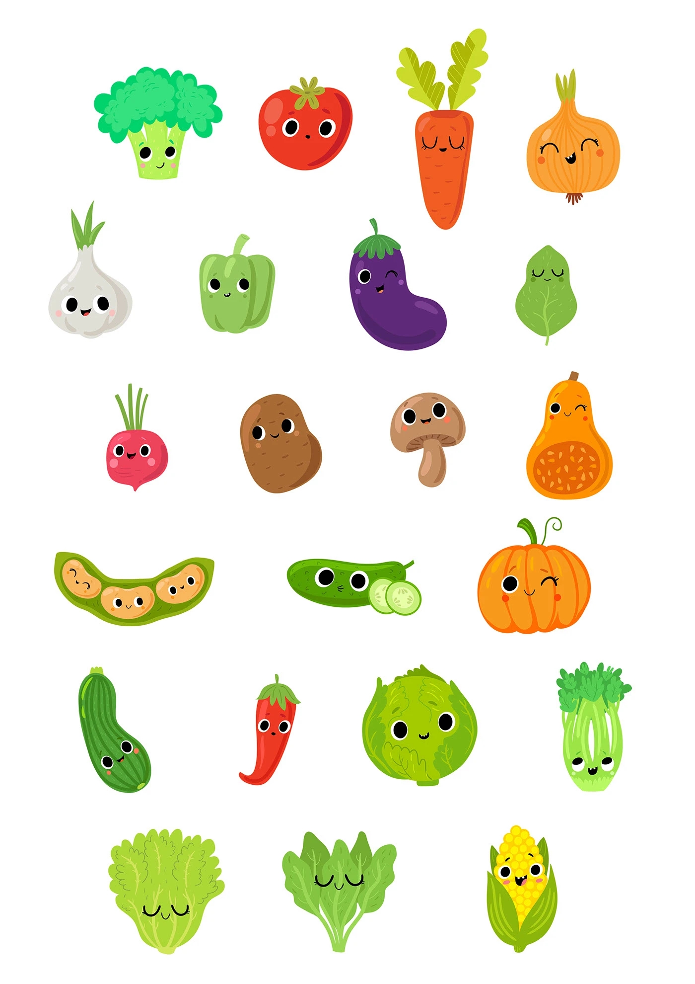 Fruits And Vegetables Cute Characters Behance