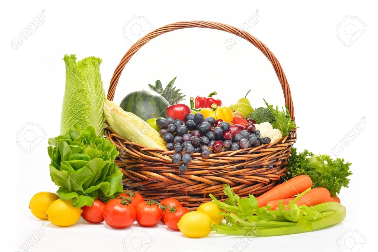 Fruits And Vegetables In Basket Isolated On White Stock Photo Picture And Royalty Free Image Image 20286583 