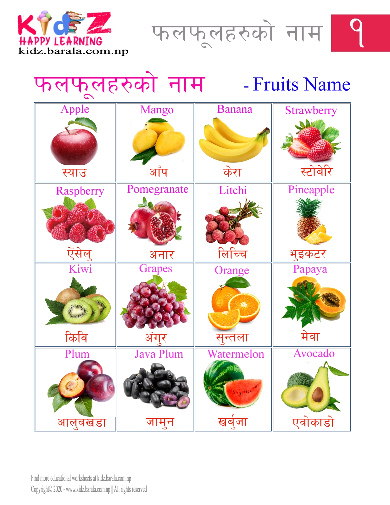 100 fruits name with picture