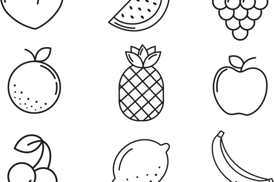 Fruits Simple Drawing Exoctic And Fresh Royalty Free Vector