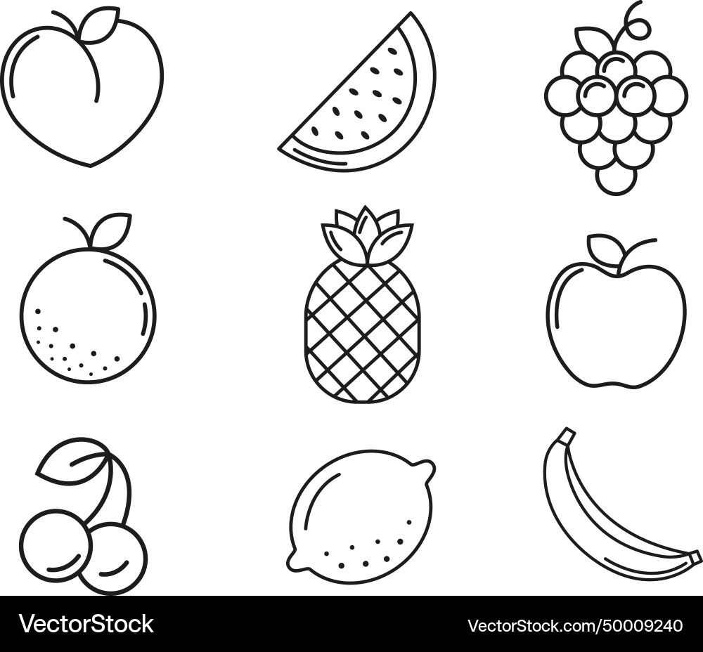 Fruits Simple Drawing Exoctic And Fresh Royalty Free Vector