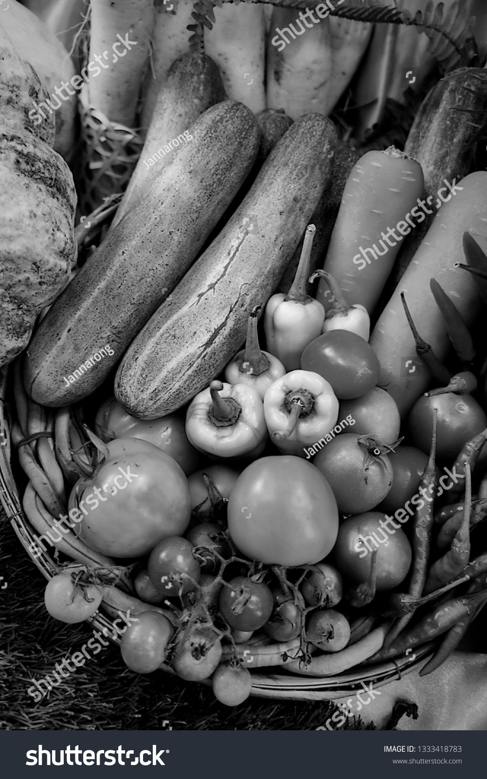 Fruits Vegetables Fresh Display Black White Stock Photo 1333418783 Shutterstock