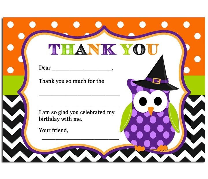Halloween Thank You Cards Printable Free Printable Templates