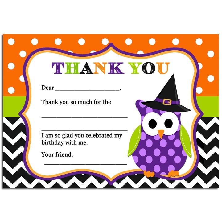 Halloween Thank You Cards Printable Free Printable Templates
