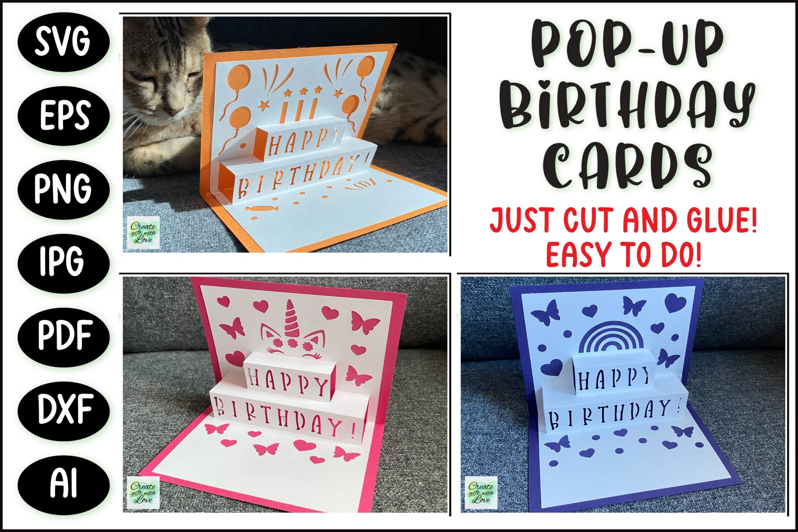 Happy Birthday Pop Up Card Template Free Download Printable Templates