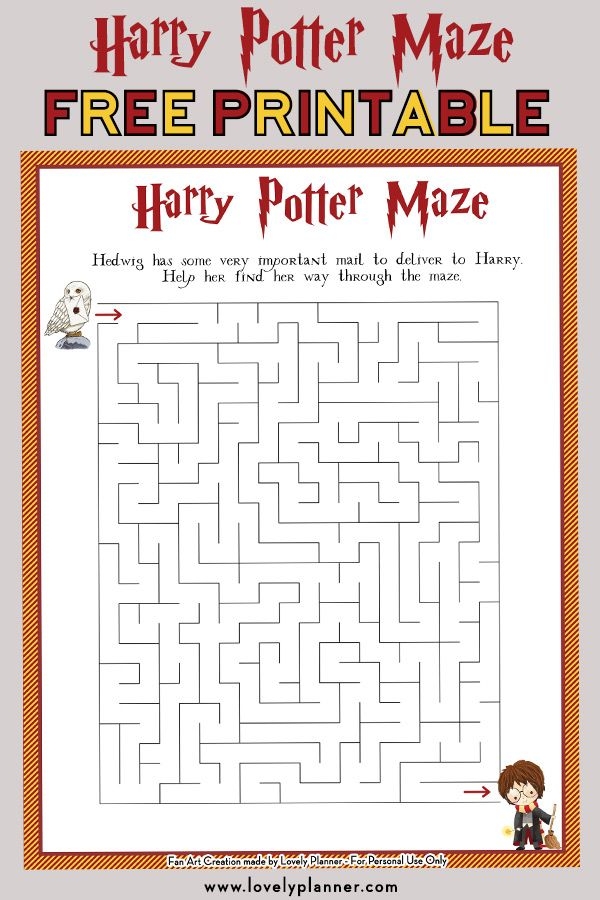 Harry Potter Activities Printable Free