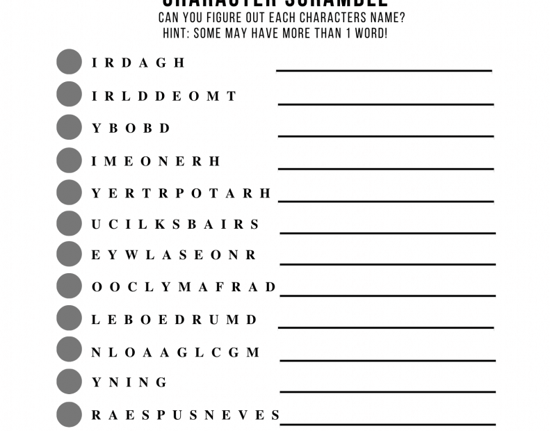 Harry Potter Printable Activities