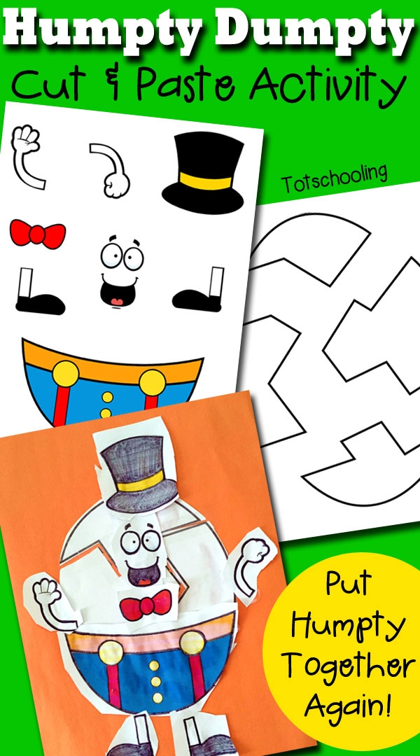 Humpty Dumpty Printable Cut Paste Activity Totschooling Toddler 
