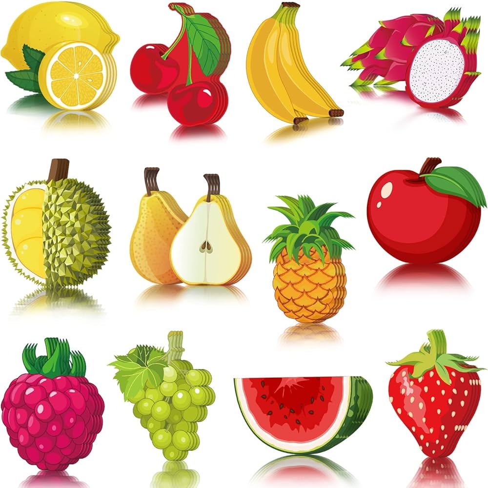Junkin 48 Pcs Tutti Frutti Party Colorful Fruit Cutouts Lemon Strawberry Pineapple Apple Watermelon Grape Cutout For Classroom Bulletin Board Wall Tropical Fruit Hawaiian Luau Beach Summer Decor Amazon ae Office Products