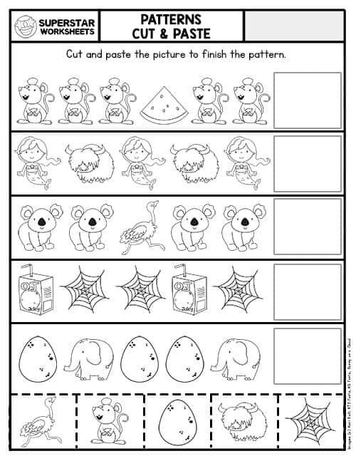free printable cut and paste activities for kindergarten
