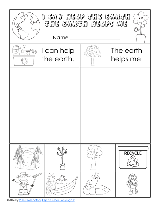 Kindergarten Earth Day Worksheet