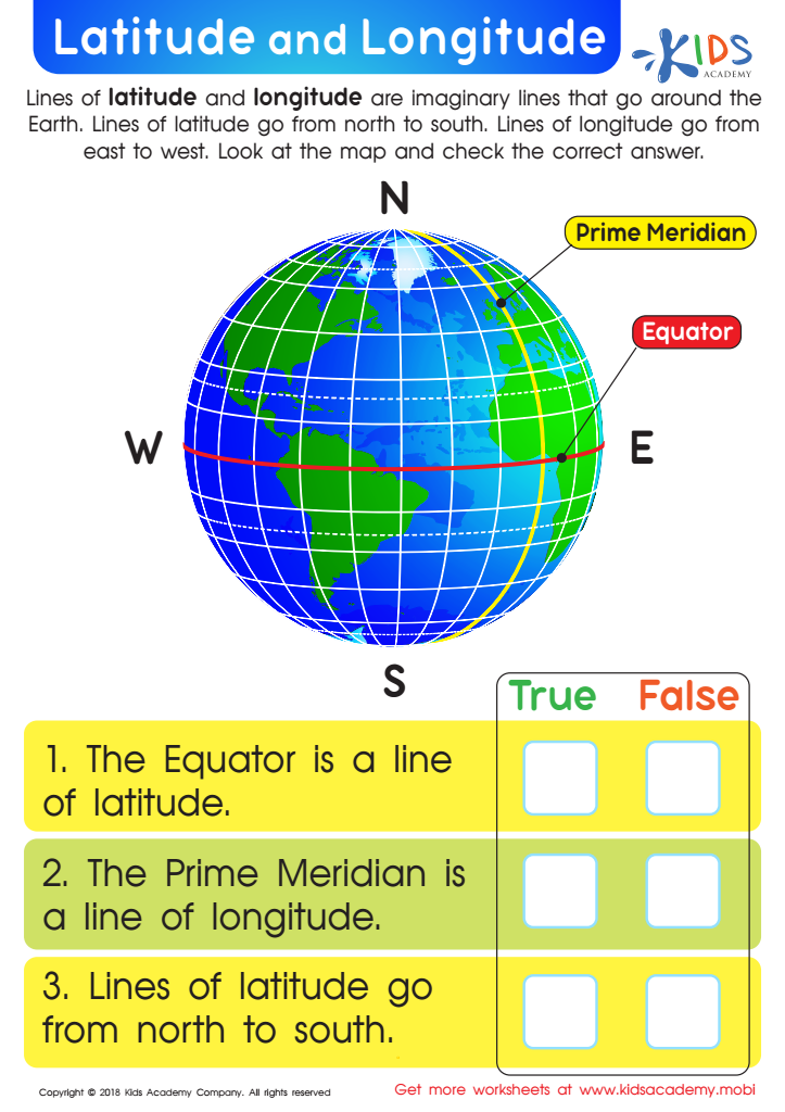 longitude latitude activity printable