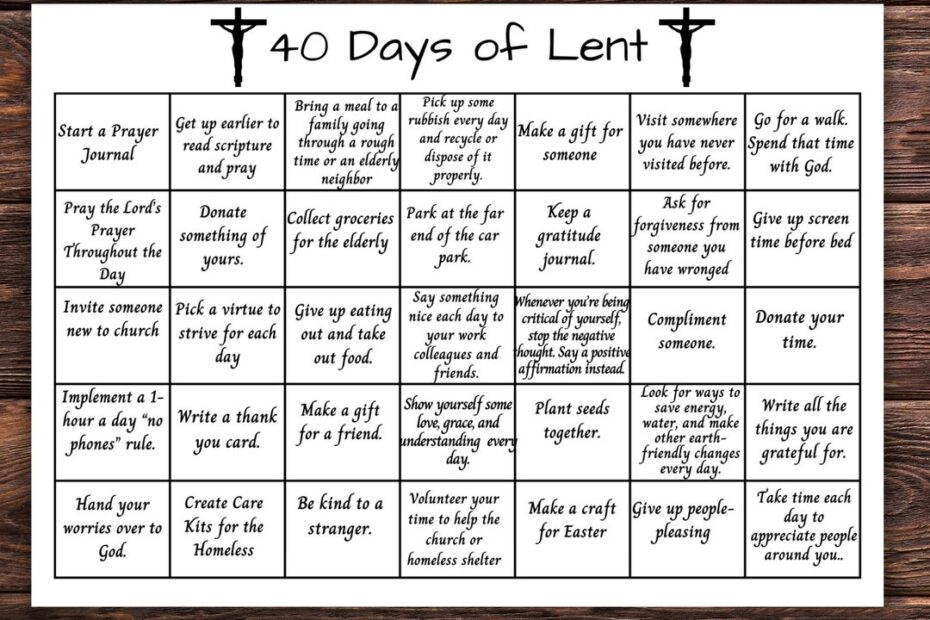 Lent Activity Calendar For Adults 40 Days Lenten Calendar Ash