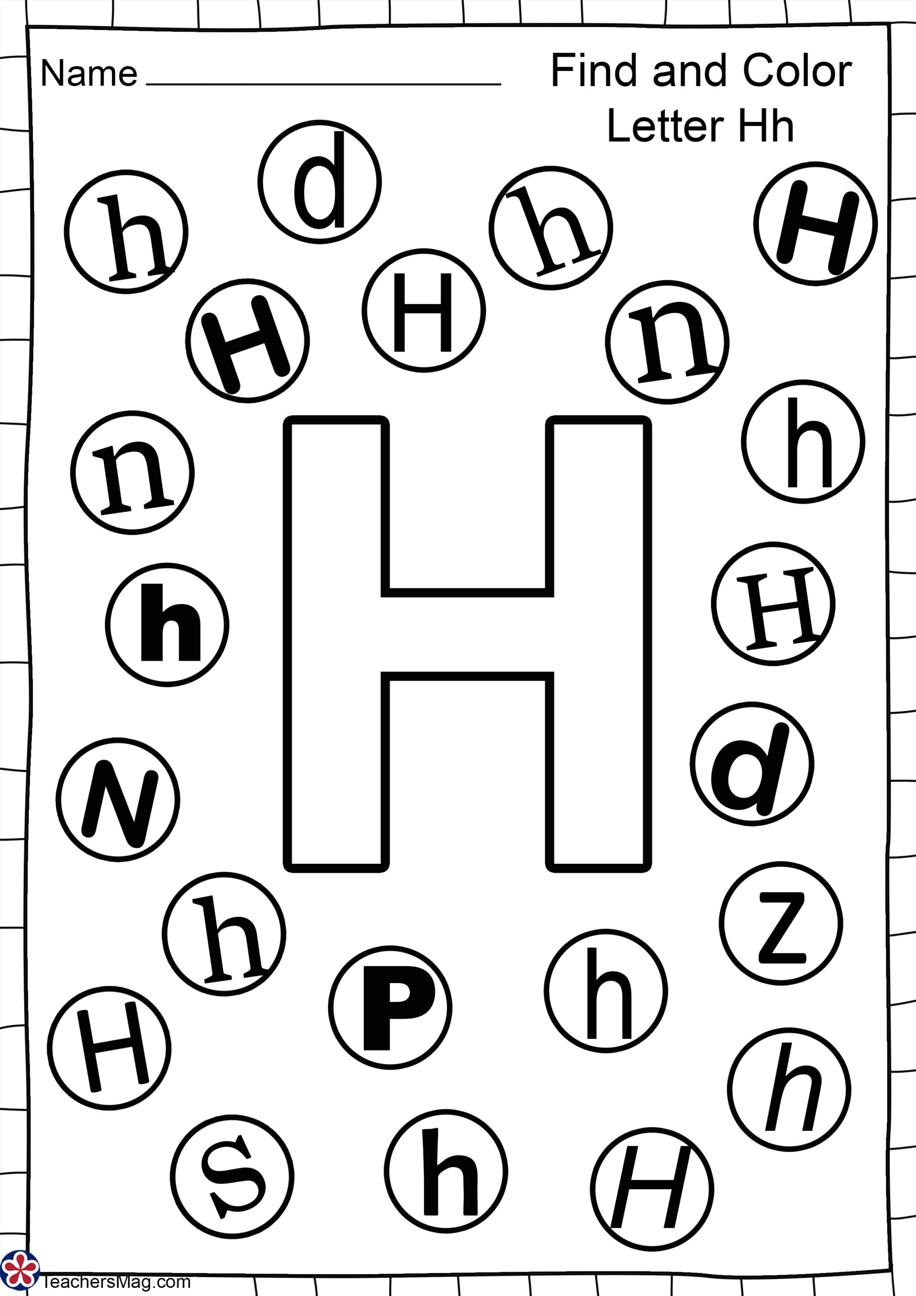 letter h printable activities