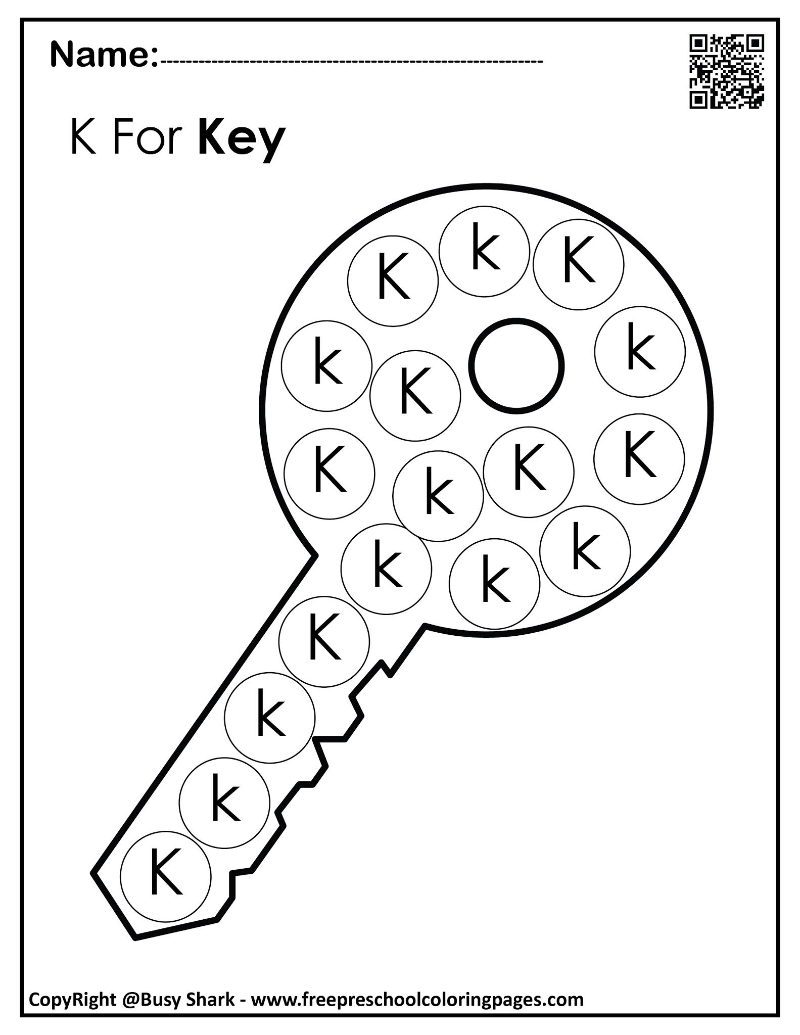 Letter K Dot Worksheets