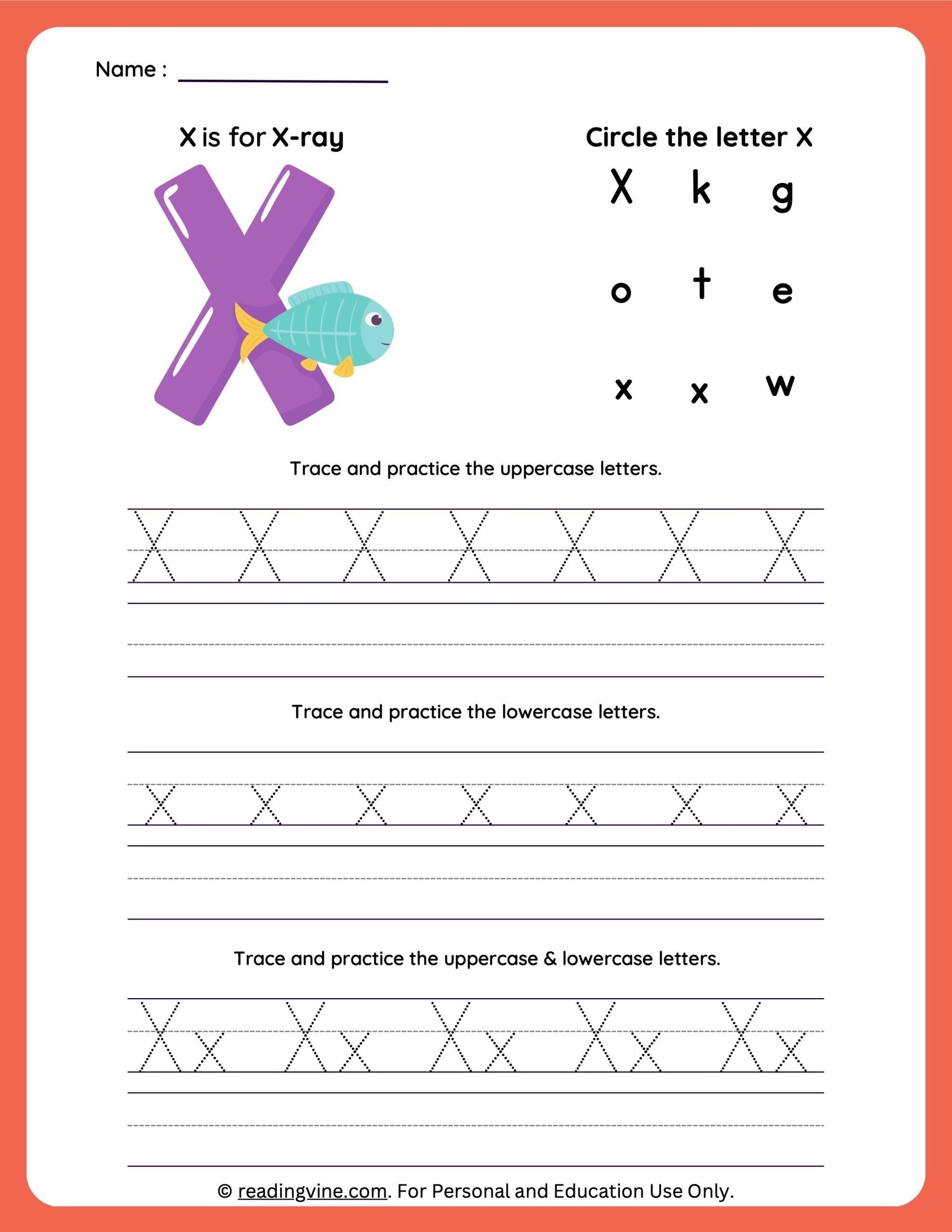 Letter X Printables Worksheets Preschool Crafts Printable Le