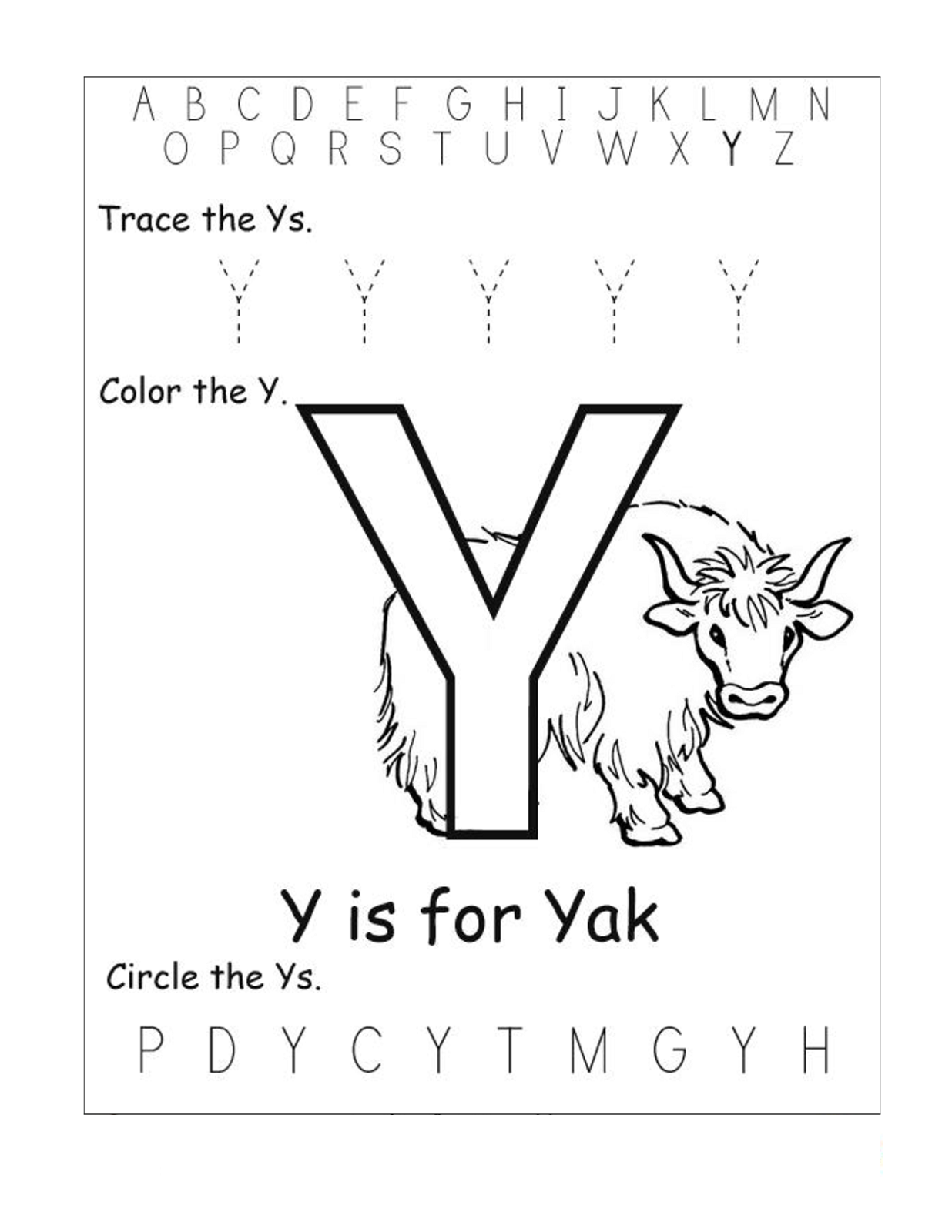 Letter Y Worksheets To Print Activity Shelter