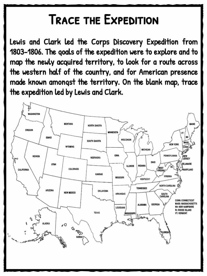 Lewis And Clark American Expedition Facts Worksheets For Kids