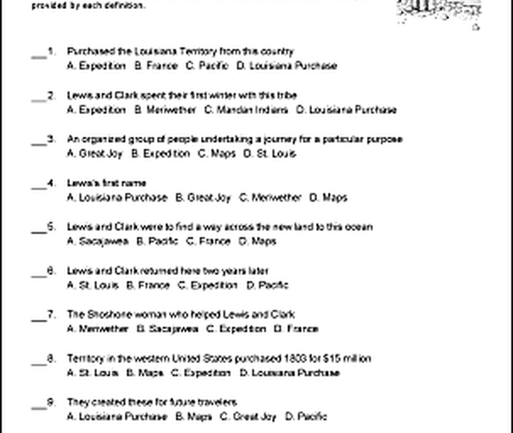 Lewis And Clark Printable Worksheets Lyana Worksheets