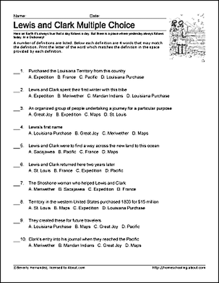 Lewis And Clark Printable Worksheets Lyana Worksheets