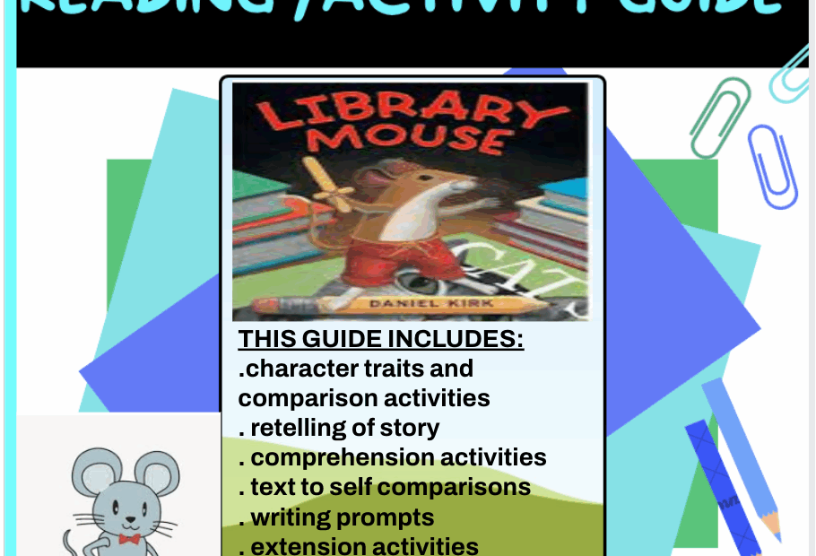 LIBRARY MOUSE READING LESSONS ACTIVITIES PACKET Made By Teachers