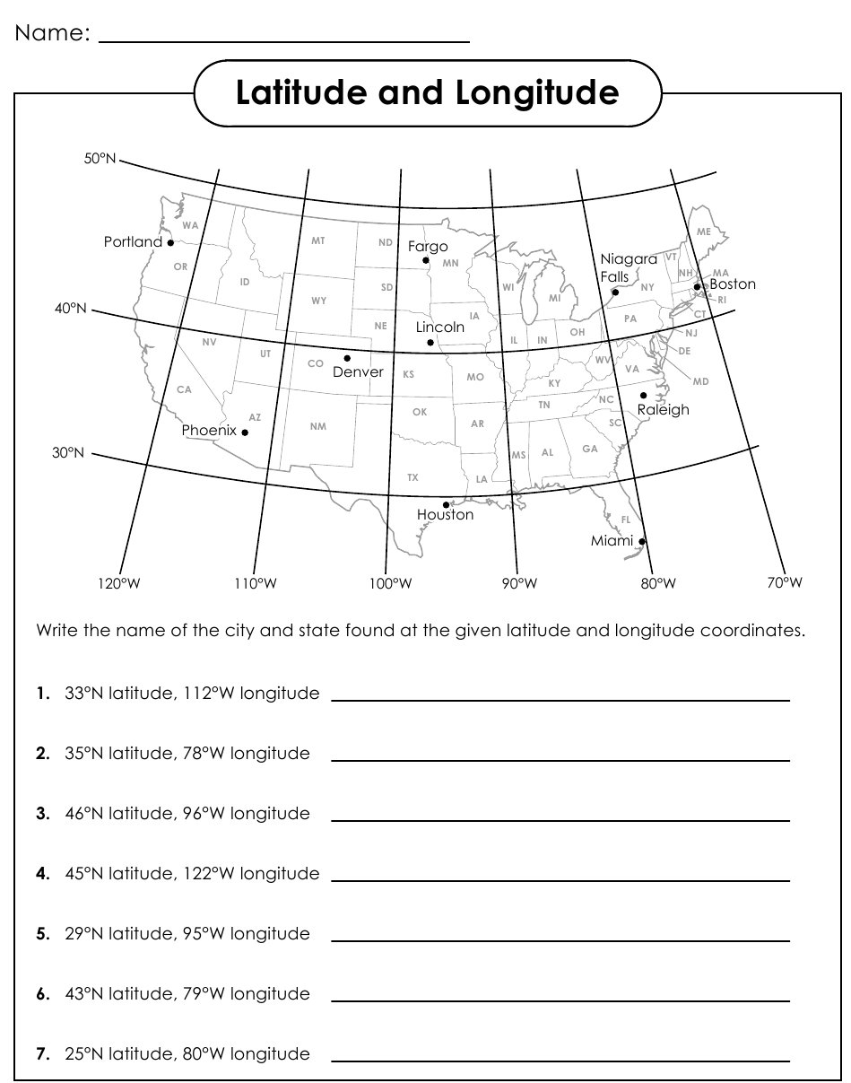 Lines Of Latitude And Longitude Worksheet