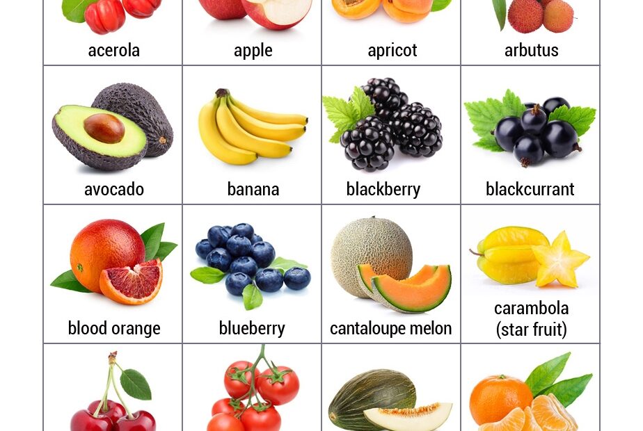 List Of 50 Fruits With Names And Pictures Printable Memozor