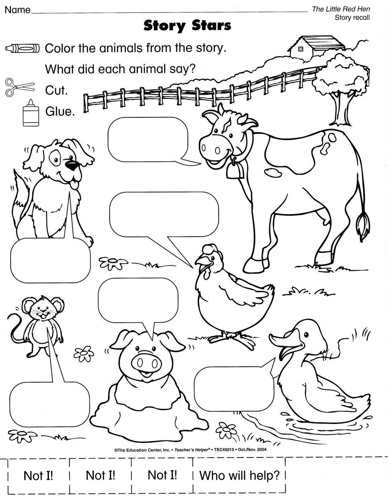 free printable little red hen activities