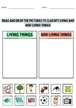 living nonliving cut and paste activity free printable