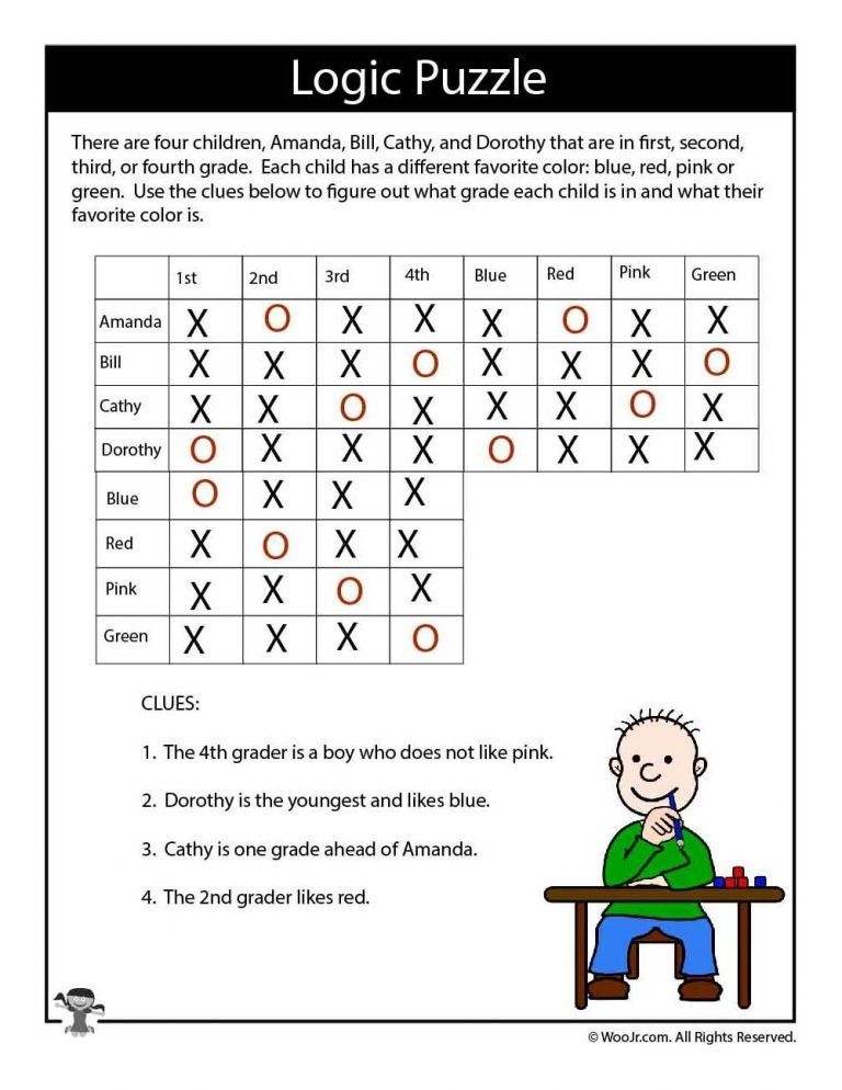 Logic Problems For Kids Worksheets
