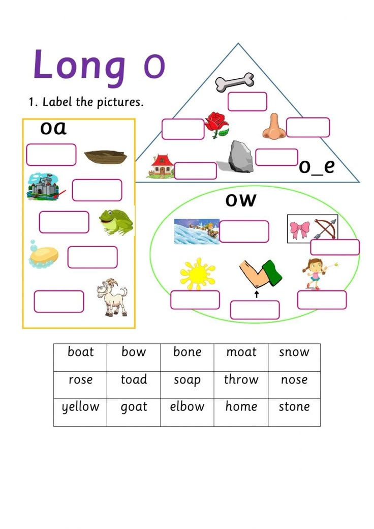 Long O Worksheet For Kinder