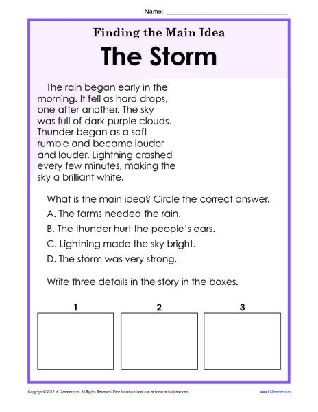 Main Idea Activities 3rd Grade