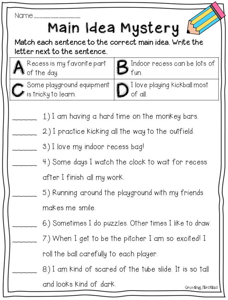 Main Idea And Details Worksheets 3rd Grade