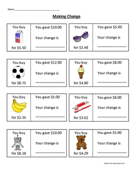 Making Change Worksheet Making Change Worksheets Money Math 